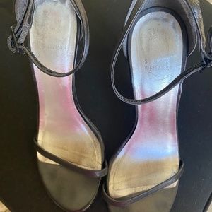 Stuart Weitzman Black Ankle Strap Heel | Size 8.5
